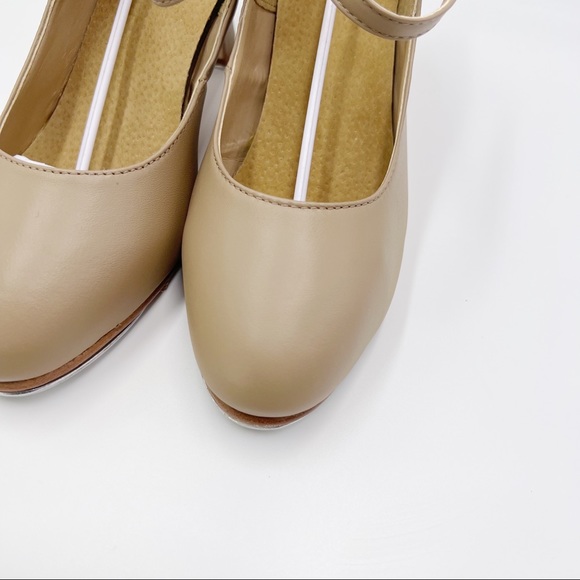 8.5W 8.5 WIDE Capezio # 657 Manhattan Xtreme Caramel Leather Tap Dance Shoes - Picture 5 of 14